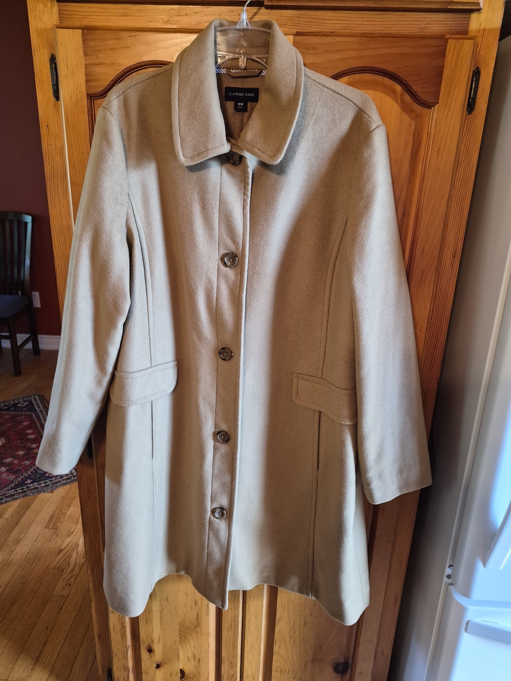Camel Color Wool Blend Mid-Length Coat 18W